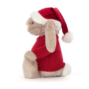 Bashful Christmas Bunny with Personalised Red Jumper - Image 3