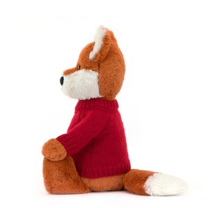 Bashful Fox Cub with Personalised Red Jumper - Image 3