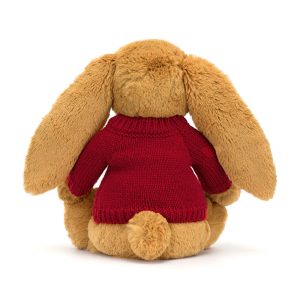 Bashful Golden Bunny with Personalised Red Jumper - Image 4