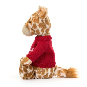 Bashful Giraffe with Personalised Red Jumper - Image 3