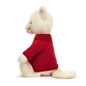 Bashful Cream Kitten with Personalised Red Jumper - Image 3