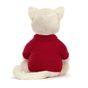 Bashful Cream Kitten with Personalised Red Jumper - Image 4