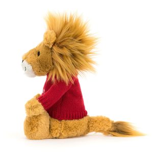 Bashful Lion with Personalised Red Jumper - Image 3