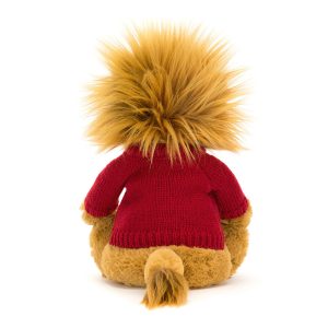 Bashful Lion with Personalised Red Jumper - Image 4