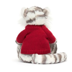 Bashful Snow Tiger with Personalised Red Jumper - Image 4