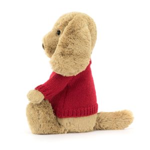 Bashful Toffee Puppy with Personalised Red Jumper - Image 3