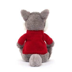 Bashful Wolf with Personalised Red Jumper - Image 4