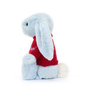 Bashful Blue Bunny with Personalised Red Jumper - Image 4