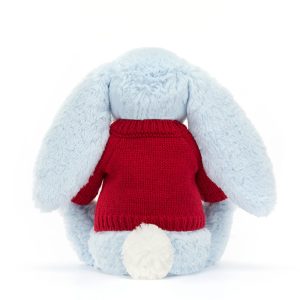 Bashful Blue Bunny with Personalised Red Jumper - Image 5