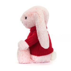 Bashful Pink Bunny with Personalised Red Jumper - Image 3
