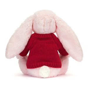 Bashful Pink Bunny with Personalised Red Jumper - Image 4