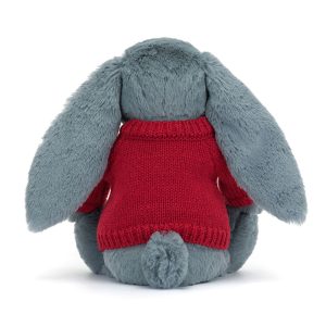 Blossom Dusky Blue Bunny with Personalised Red Jumper - Image 5